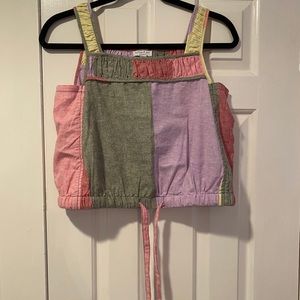 Multi-colored blocked large crop top